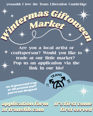 "Are you a local artist or craftsperson? Would you like to trade at our little market? Pop us an application! No AI genreated crap or 3D printed stuff you've not designed."